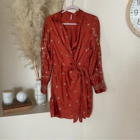 NWOT free people breakdown mini wrap dress sz 2 - Picture 2 of 8